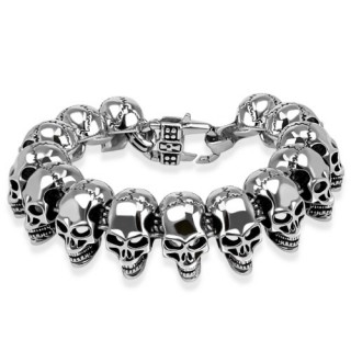 Bracelet homme en acier  maillons ttes de morts