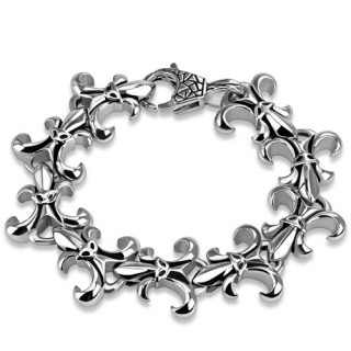 Bracelet homme en acier avec maillons fleur de Lys