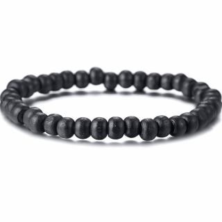 Bracelet homme en fines perles de bois noir