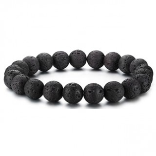 Bracelet homme en perles de lave noires  creux