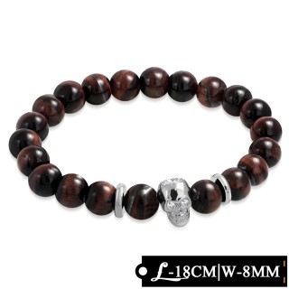 Bracelet homme en perles de pierre oeil de tige  tte de mort