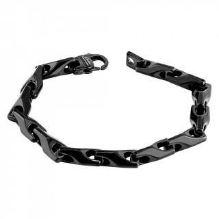 Bracelet homme en tungstne noir  maillons flchs