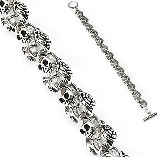 Bracelet homme gothique  perles tte de mort