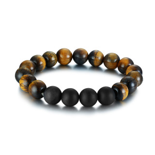 Bracelet homme perles d'Oeil de Tigre et  d'Agate