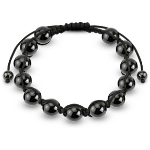 Bracelet homme plaqué hématite à perles noires en acier