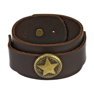 Bracelet marron en cuir avec toile vintage