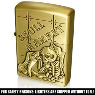 Briquet tempte avec squelette relief et gravure "Skull Market"