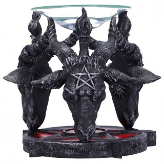 Brleur d'huile cranes de Baphomet et pentacle (13,5cm)