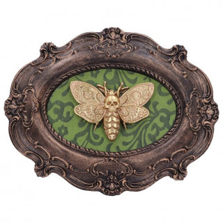 Cadre dco oval baroque  papillon macabre (22,3cm)