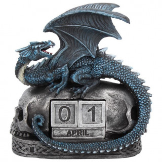 Calendrier (anglais) Dragon bleu sur cranes  base celtique (14cm)