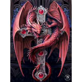 Carte postale Effets 3D à dragon sur croix gothique - Anne Stokes