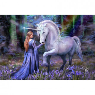 Carte postale Effets 3D  femme et licorne "Bluebell Wood" - Anne Stokes