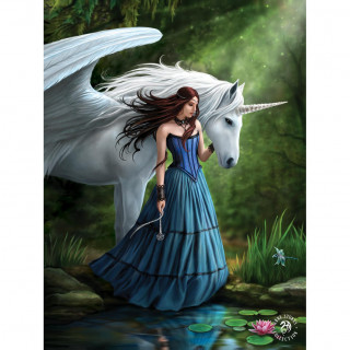 Carte postale Effets 3D  femme et licorne "Enchanted Pool" - Anne Stokes