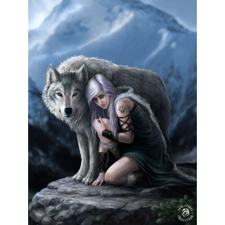 Carte postale Effets 3D  femme et loup "Protector" - Anne Stokes
