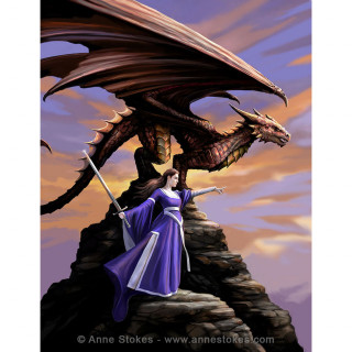 Carte postale Effets 3D  femme sentinelle et dragon - Anne Stokes