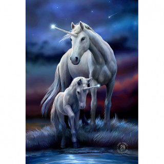 Carte postale Effets 3D  licorne et son petit - Anne Stokes