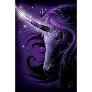 Carte postale Effets 3D  licorne noir - Linda Jones