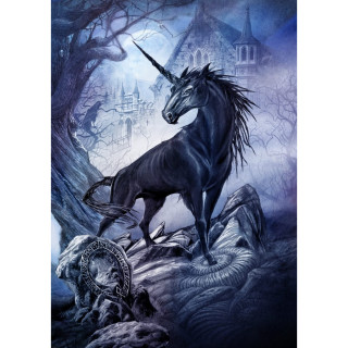 Carte postale Effets 3D  licorne noire Noctiocorn - Achemy