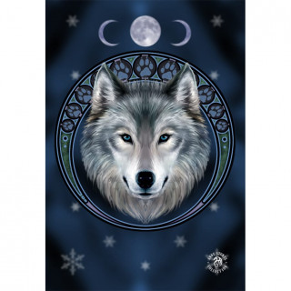 Carte postale Effets 3D  loup bienveillant et nuit toile - Anne Stokes