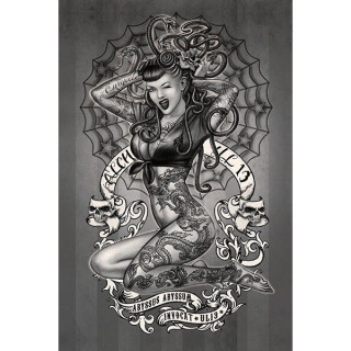 Carte postale Effets 3D  Pinup tatoue et serpents