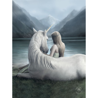 Carte postale Effets 3D femme et licorne des montagnes - Anne Stokes