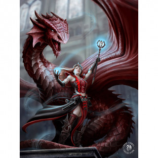 Carte postale Effets 3D femme mage et dragon - Anne Stokes