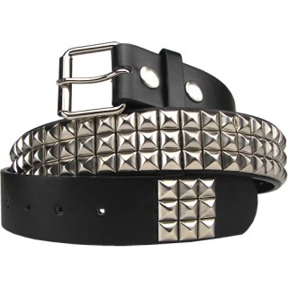 Ceinture similicuir noir style punk  pyramides mtal