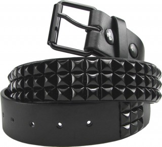 Ceinture similicuir noire style punk  pyramides noires