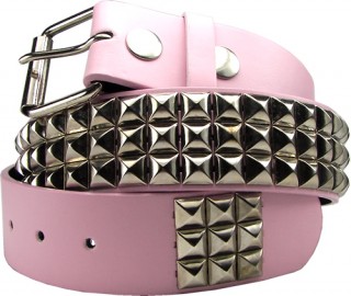 Ceinture similicuir rose style punk  pyramides mtal