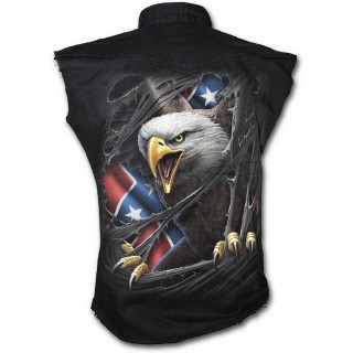 Chemise homme gothique sans manche avec Aigle et drapeau Rebelle