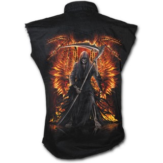 Chemise homme gothique sans manche avec "La Mort" aux ailes de feu