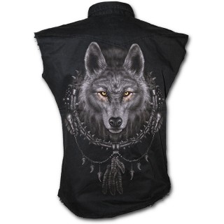 Achat Chemise homme gothique sans manche avec loup et attrape