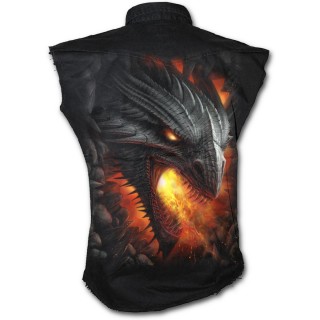 Chemise homme gothique sans manche avec sombre dragon de feu et symbole tribal