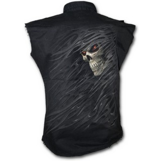 Chemise homme gothique sans manche avec tte de mort  voile dchir