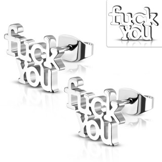 Clous d'oreille acier "Fuck You" (Paire)