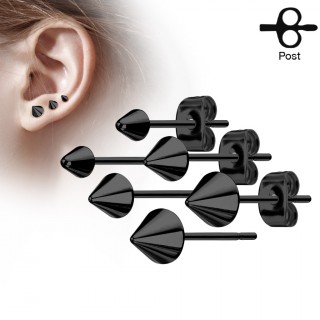 Clous d'oreille en acier noir  spike (la paire)