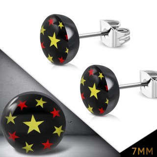 Clous d'oreille  toiles rouges et jaunes