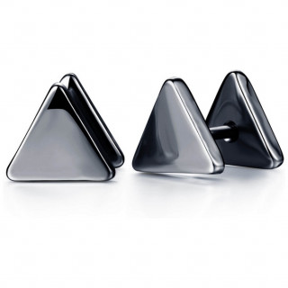 Clous d'oreilles noires en acier en forme de triangle (Paire)