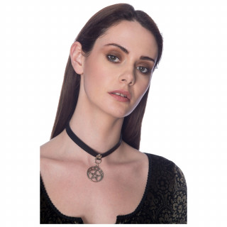 Collier chocker noir  mdaillon pentacle - Banned