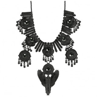 Collier gothique noir  Ange ailes dployes - Restyle