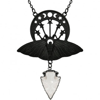 Collier  lune noire et papilloin de nuit - Restyle