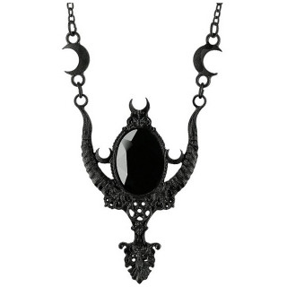 Collier noir style maléfique à cadre cornu et lunes - Restyle