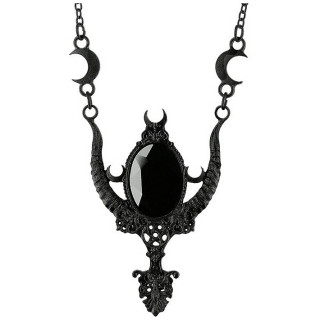 Collier noir style malfique  cadre cornu et lunes - Restyle