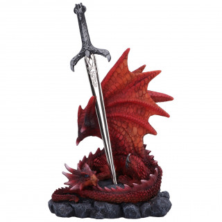 Coupe papier / ouvre-lettre  Dragon rouge feu pos sur une roche (16,5cm)