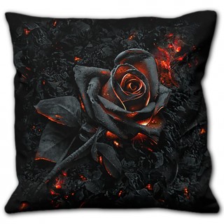 Coussin dco  rose noire incandescente