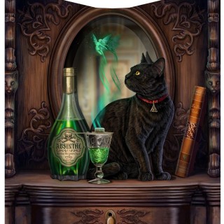 Couverture Plaid 160cm  chat et bouteille d'absinthe - Lisa Parker