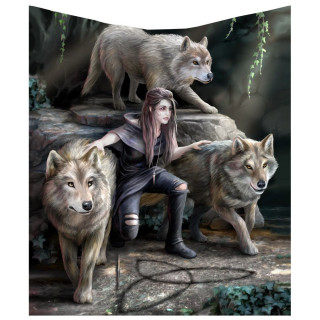 Couverture plaid 160cm  femme aux loups - Anne Stokes