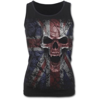 Dbardeur femme rock avec tte de mort sur drapeau Union Jack