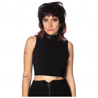 Dbardeur femme crop top  col similicuir  spikes - Banned