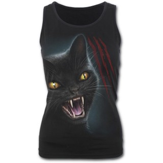 Dbardeur femme gothique avec chat noir et marque de griffes rouge